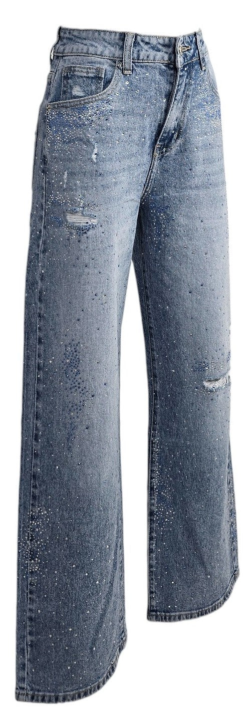 Jeans strappi e strass
