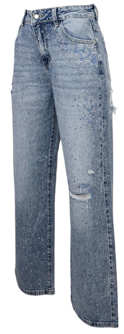 Jeans strappi e strass