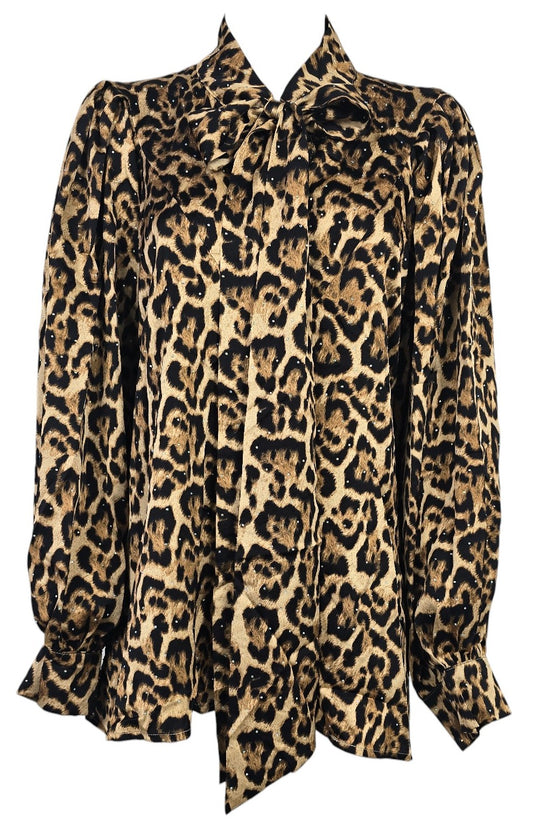 Camicia animalier con fiocco