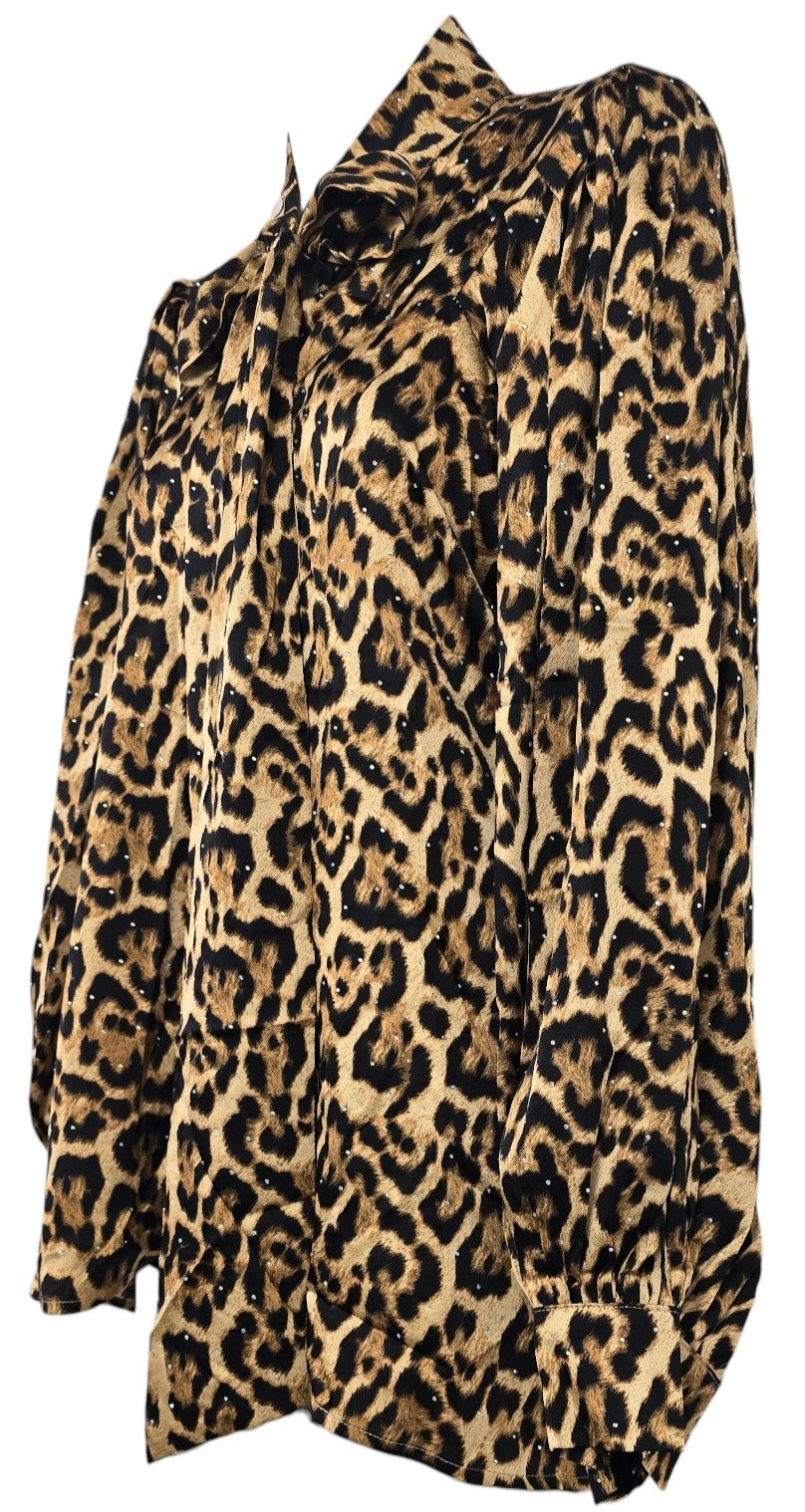 Camicia animalier con fiocco