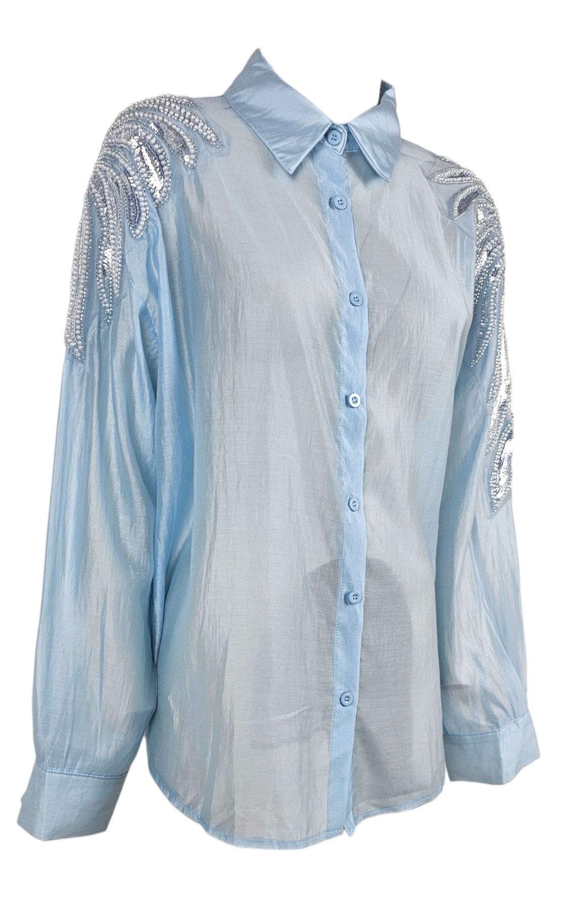 Camicia oversize con strass spalle