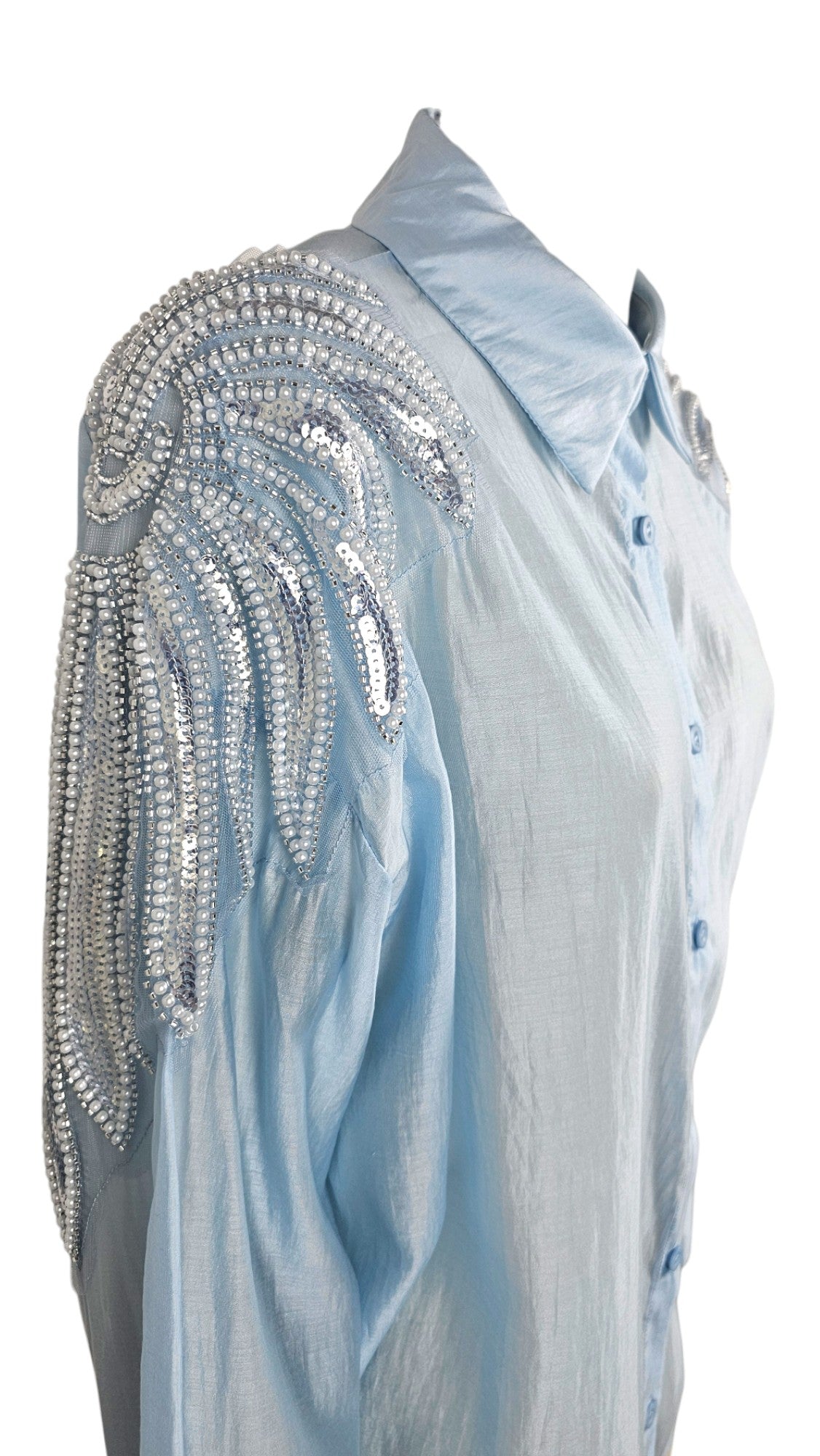 Camicia oversize con strass spalle