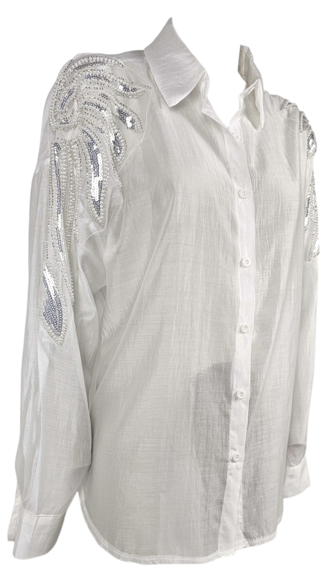 Camicia oversize con strass spalle