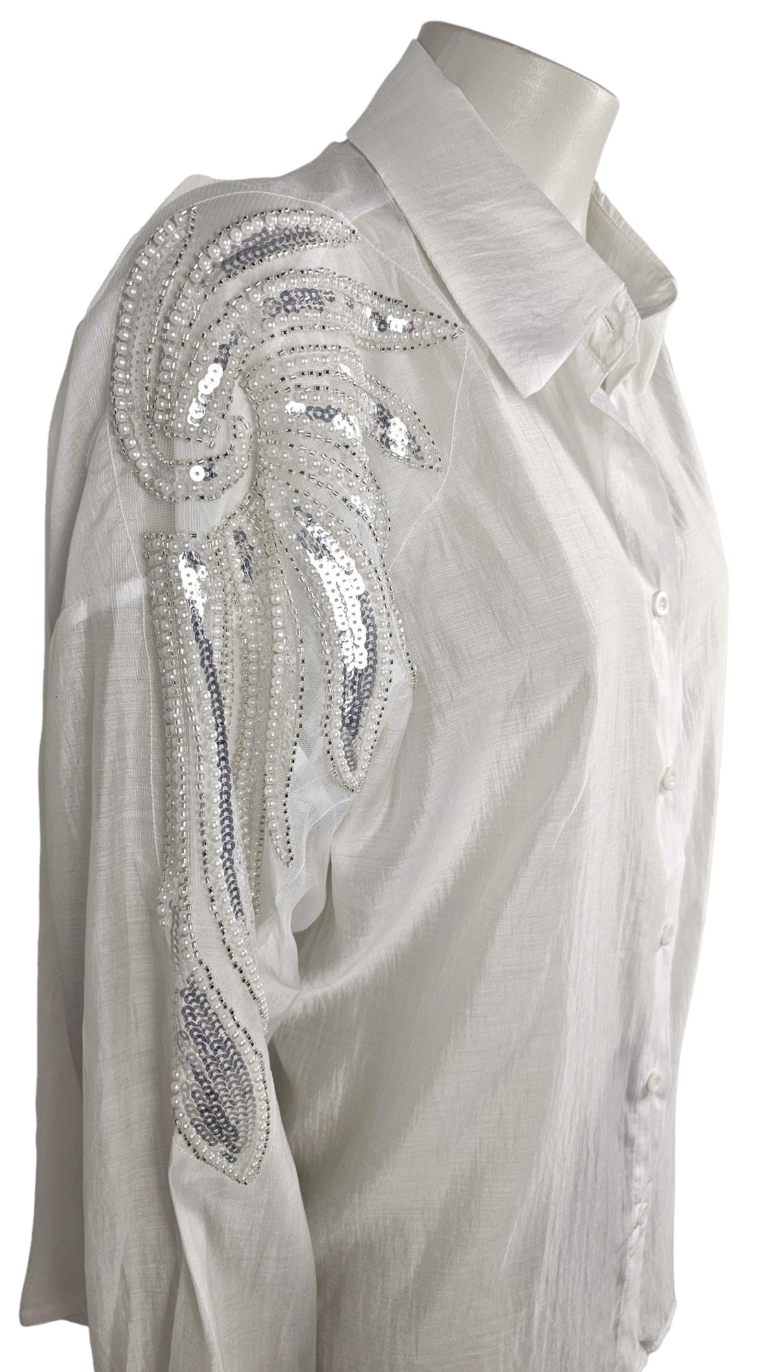 Camicia oversize con strass spalle