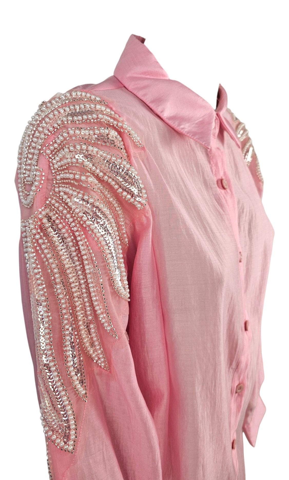 Camicia oversize con strass spalle