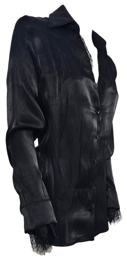 Camicia nera in pizzo