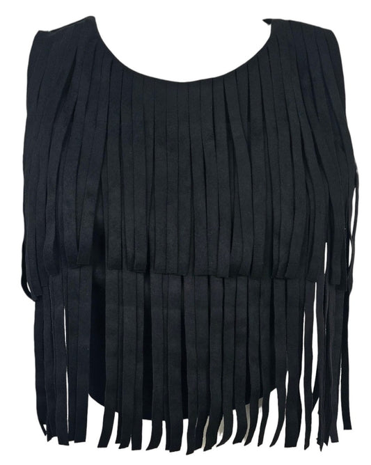 Maglia nera con frange