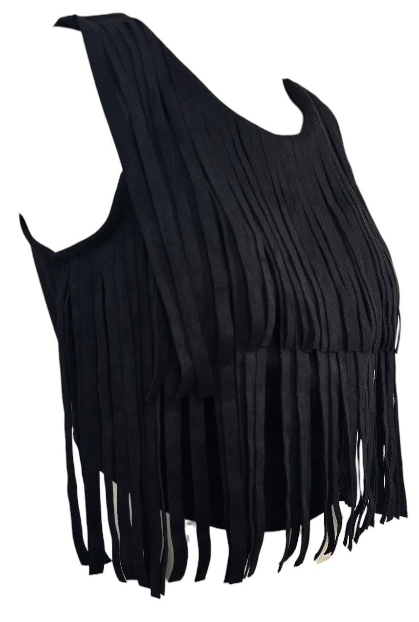 Maglia nera con frange