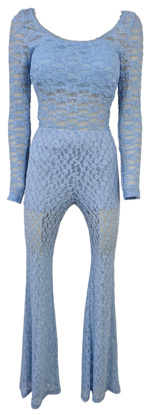 Pantalone con pizzo azzurro