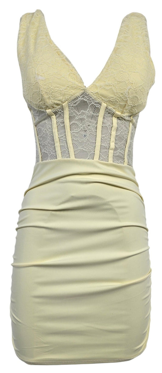 Abito con corsetto in pizzo