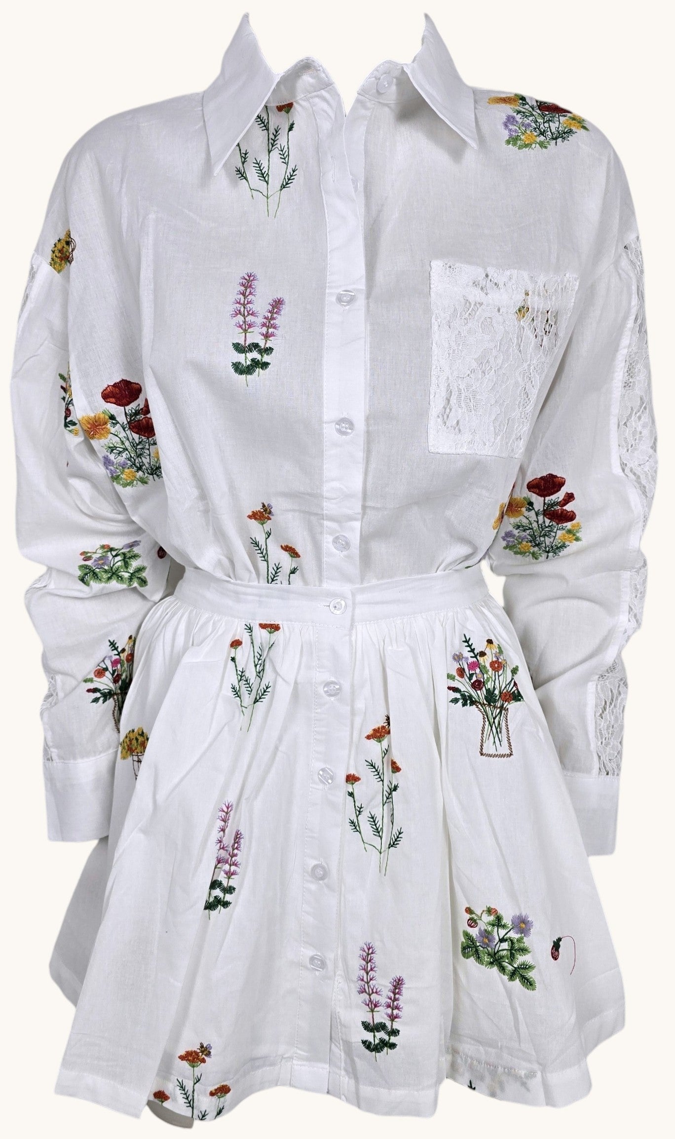 Completo "White Flowers"