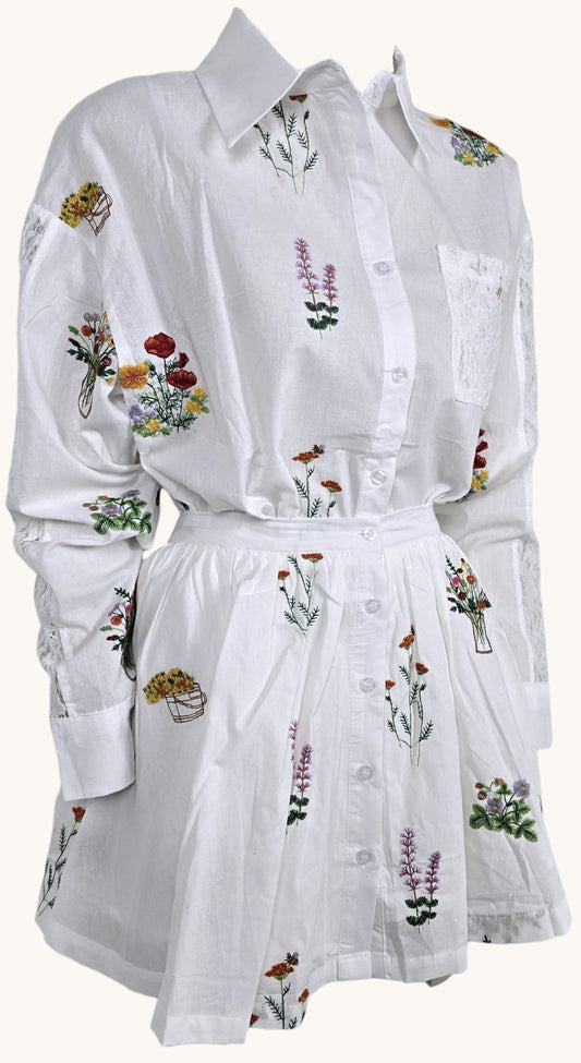 Completo "White Flowers"