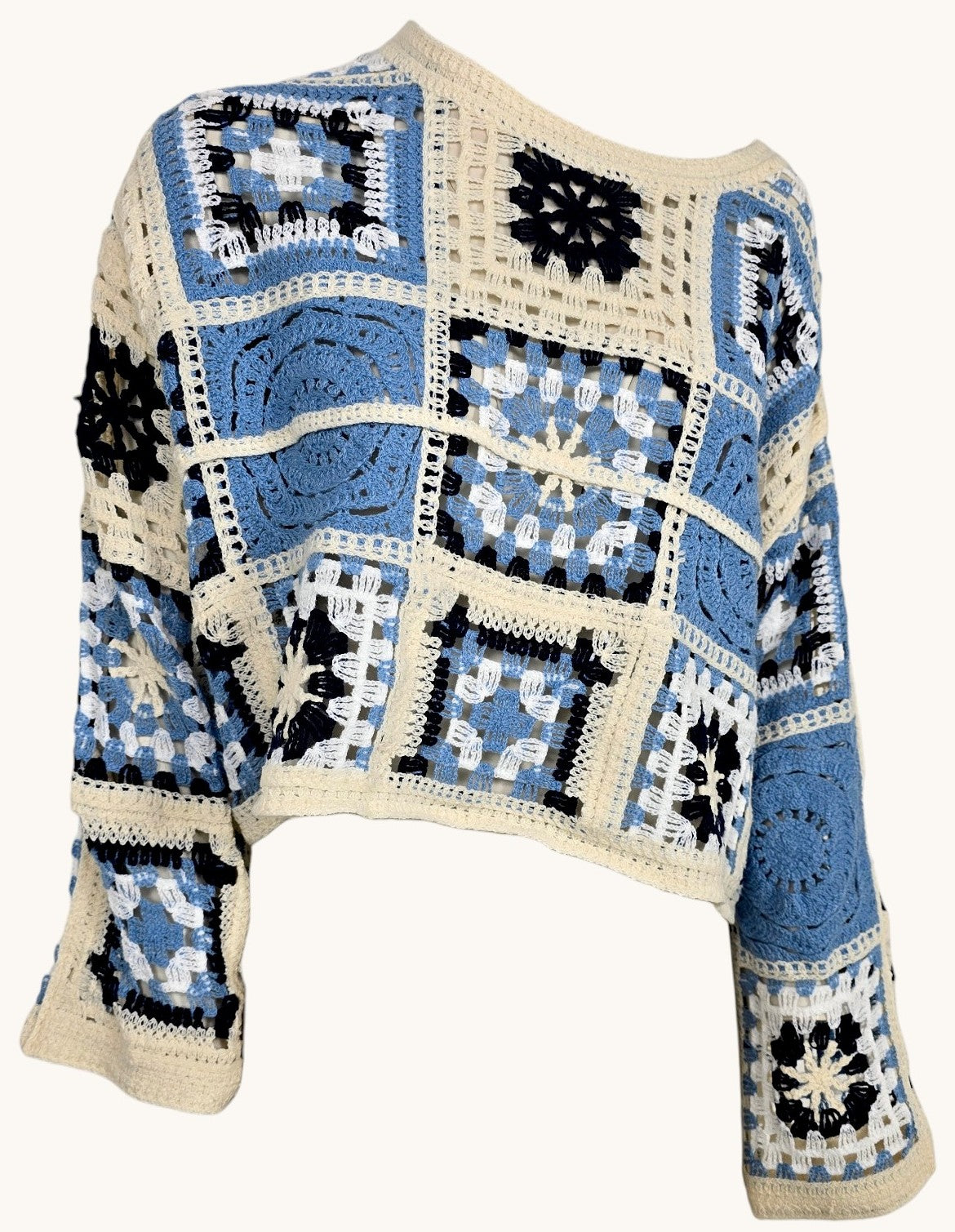 Maglia traforata a quadri