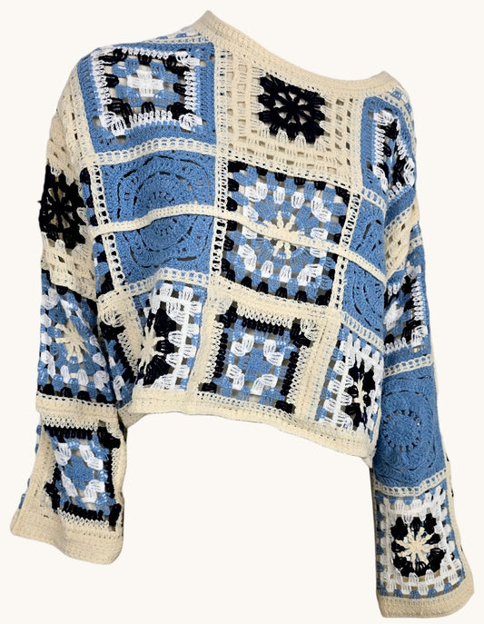 Maglia traforata a quadri
