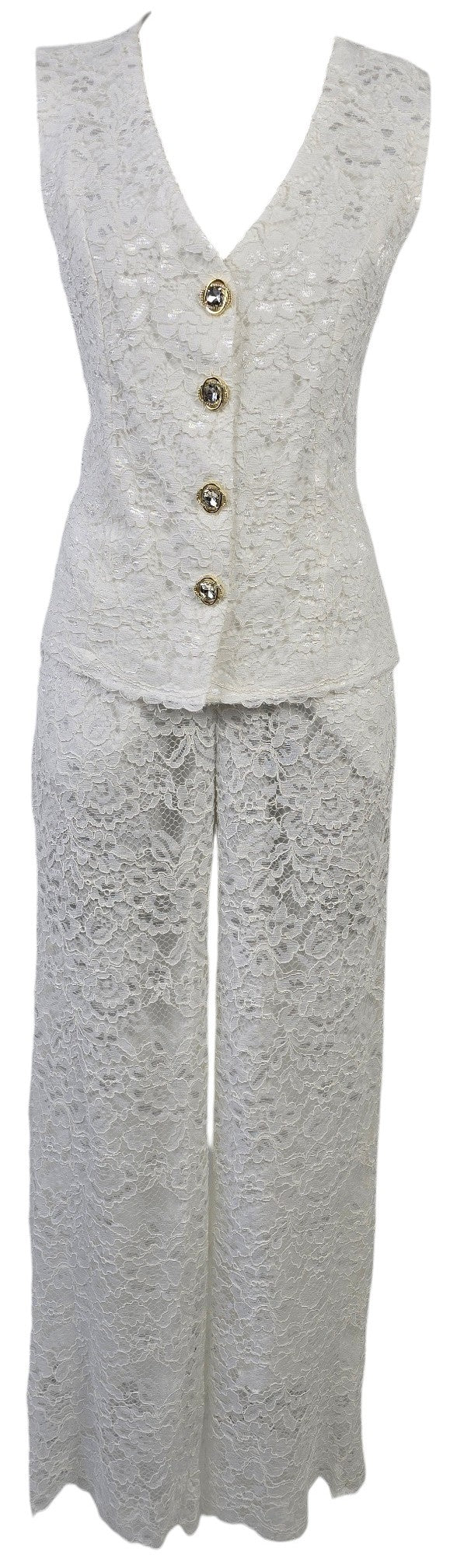 Completo in pizzo bianco