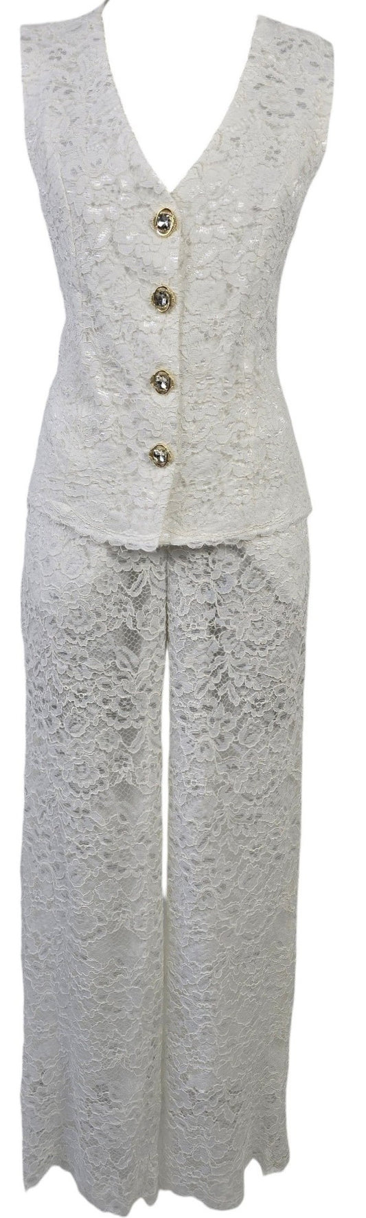 Completo in pizzo bianco
