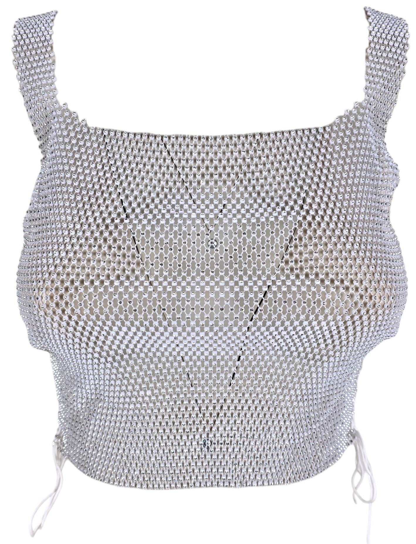 Top trasparente a rete con strass