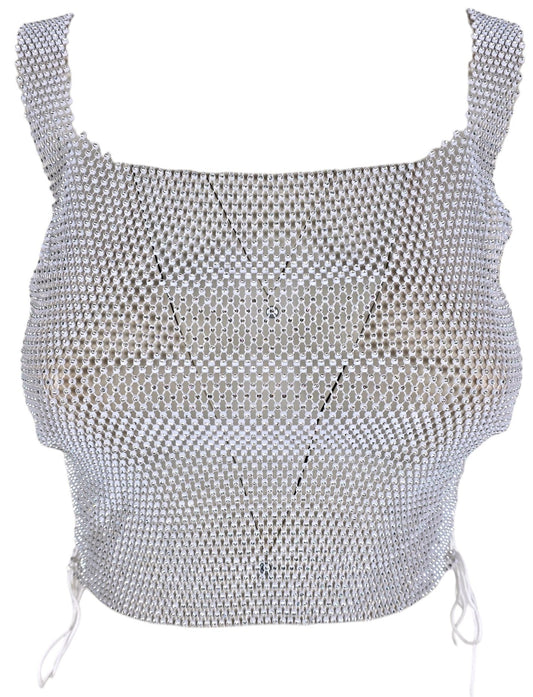 Top trasparente a rete con strass