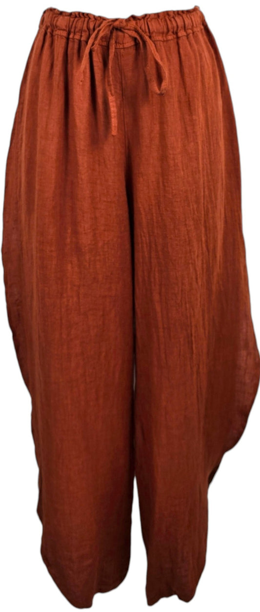 Pantalone in lino con spacchi