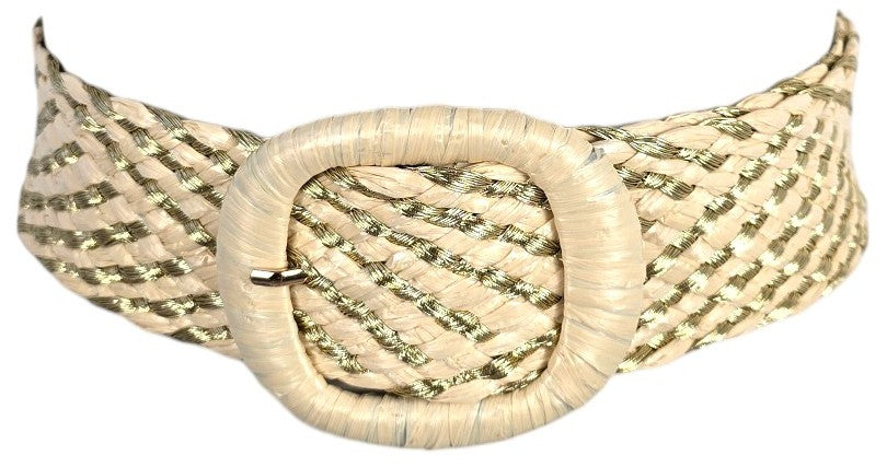 Cintura in rafia "Gold & Green"