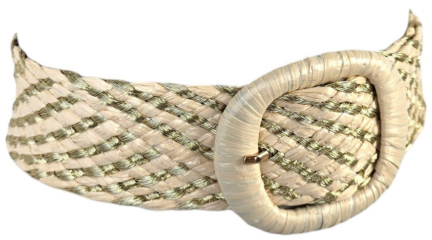 Cintura in rafia "Gold & Green"