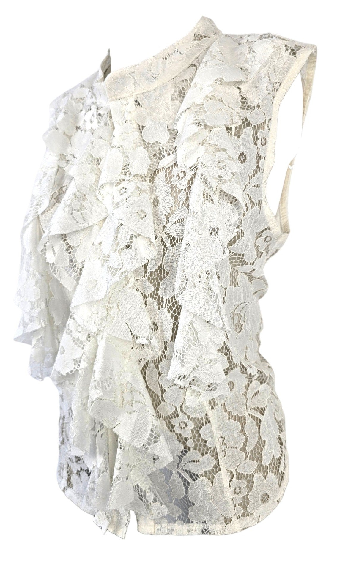 Camicia con volant in pizzo