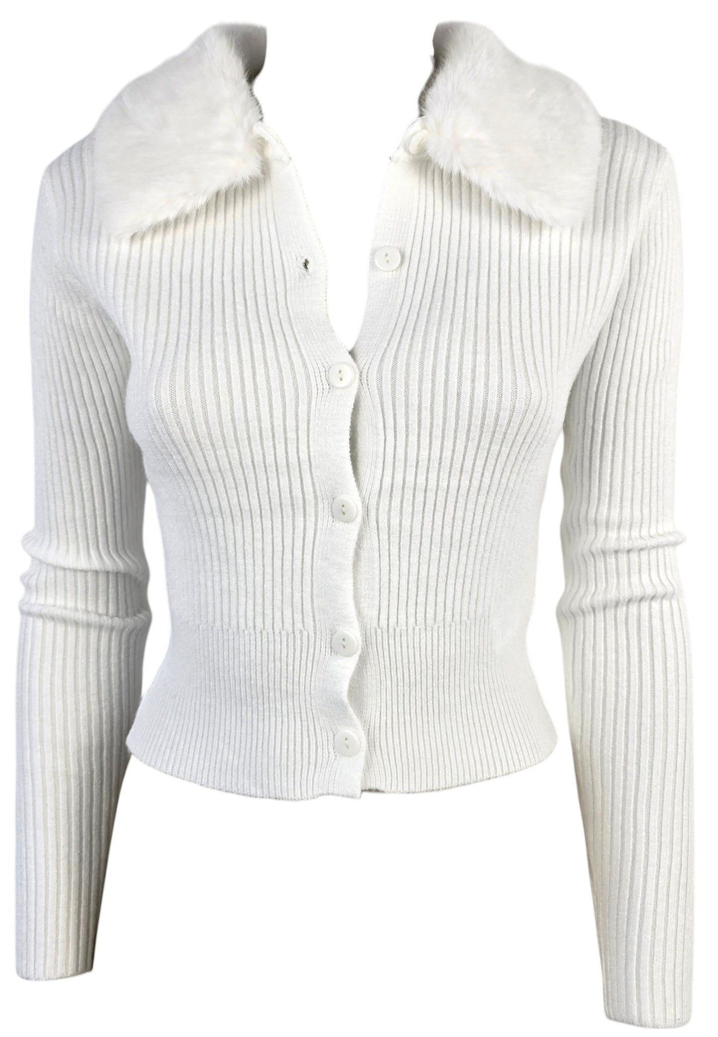 Maglia a costine con pelliccia