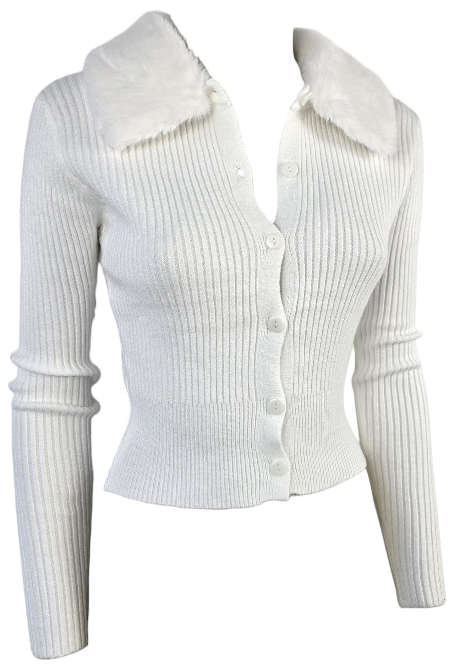 Maglia a costine con pelliccia