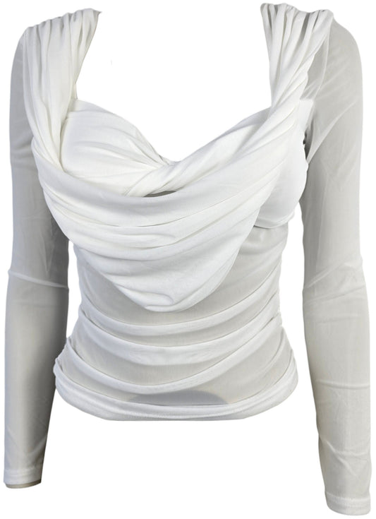 Maglia in tulle con drappeggio