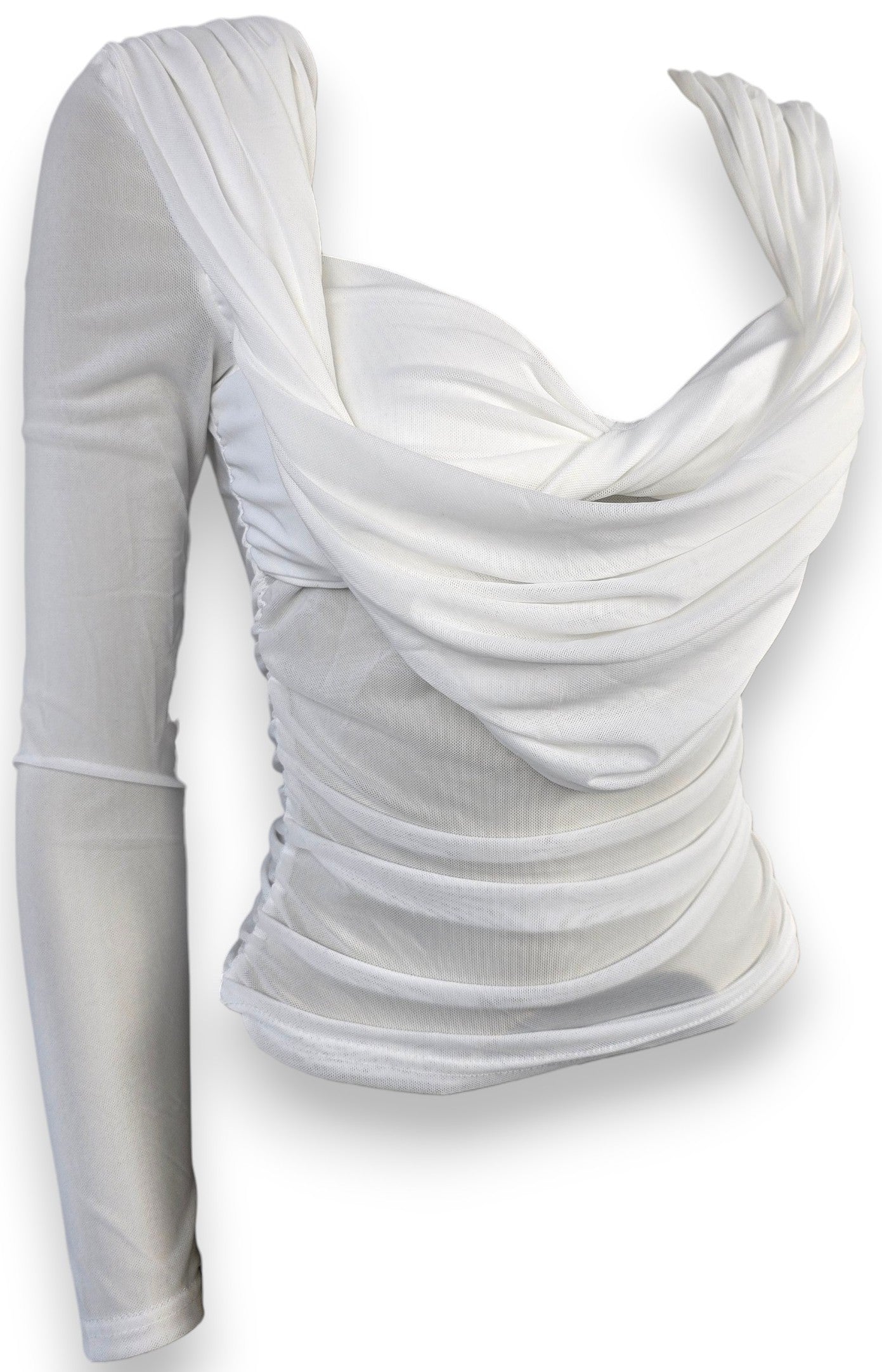 Maglia in tulle con drappeggio