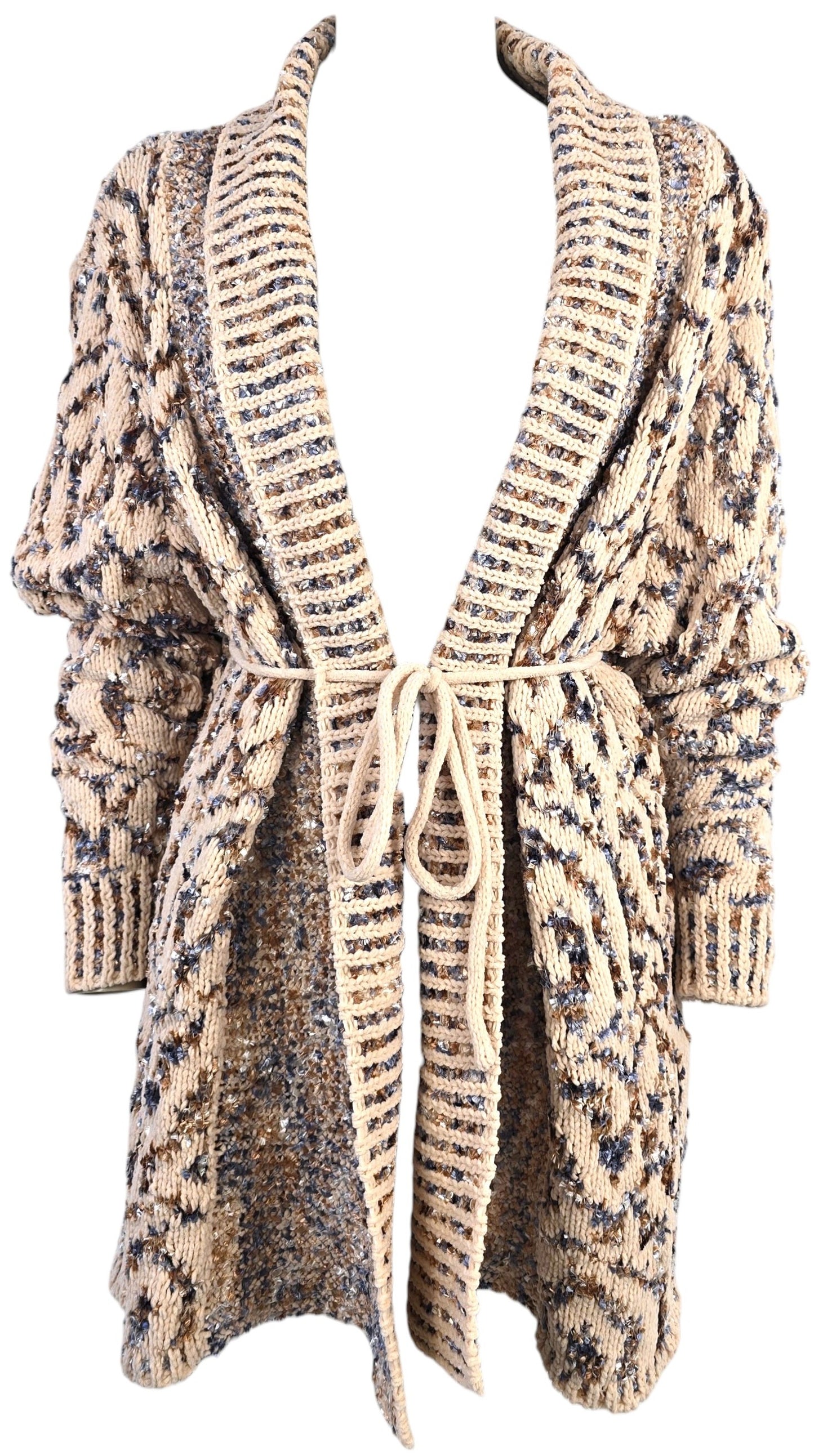 Cardigan con cintura in corda