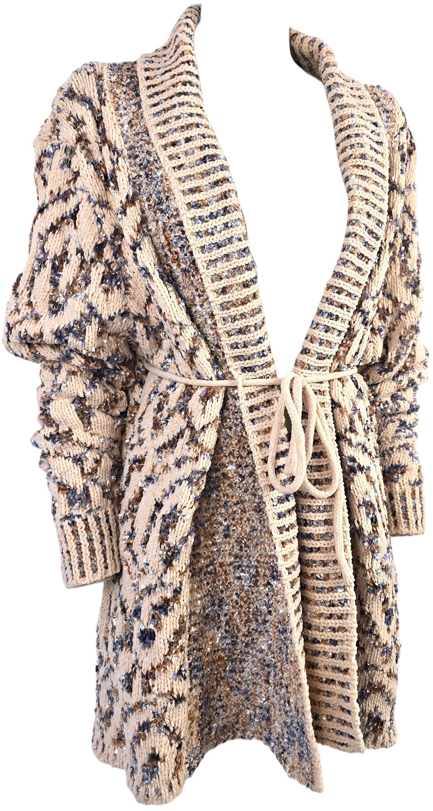 Cardigan con cintura in corda