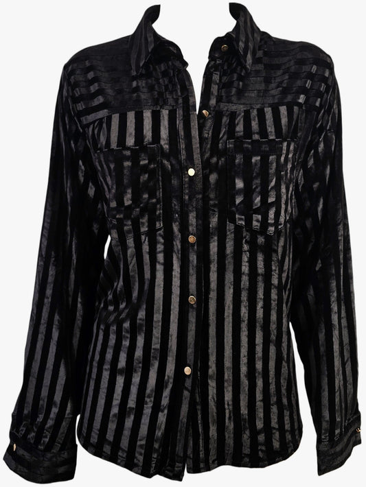 Camicia in Velluto Devoré a Righe