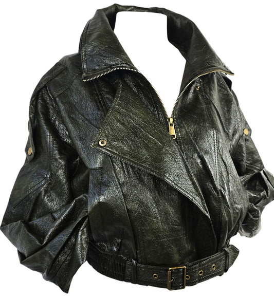 Giacca Bomber Crop in Ecopelle