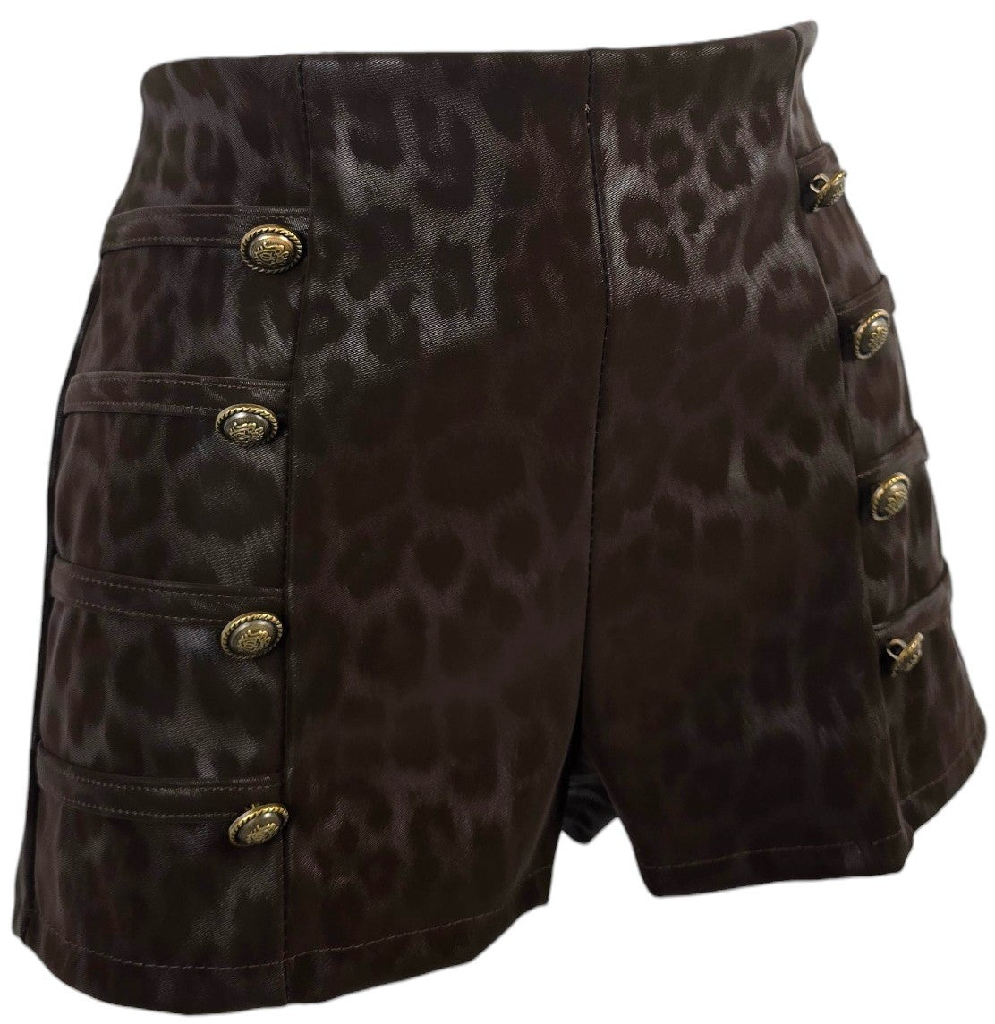 Pantaloncino marrone effetto pelle
