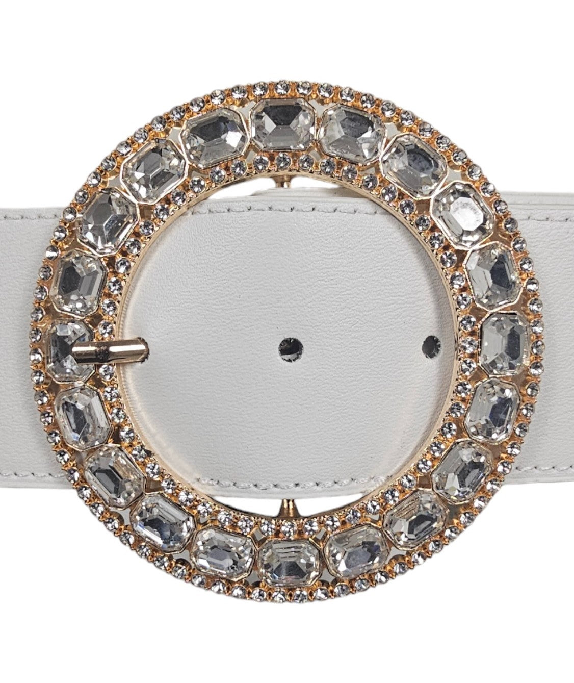 Cintura elastica ecopelle alta bianca