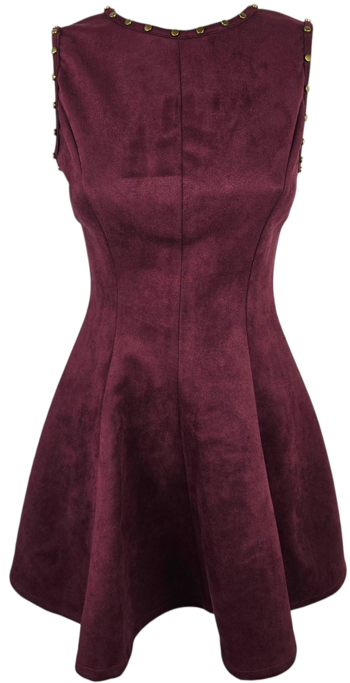 Abito bordeaux con borchie
