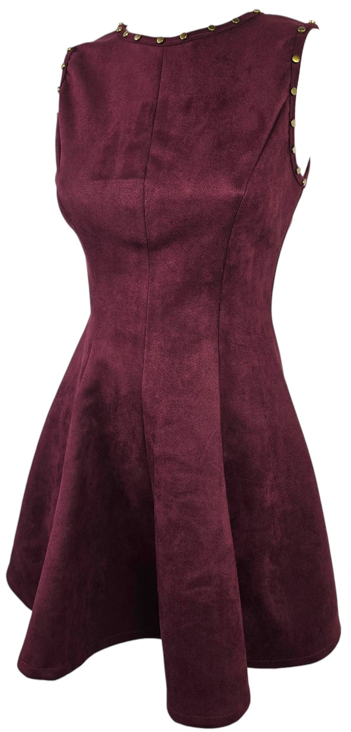 Abito bordeaux con borchie