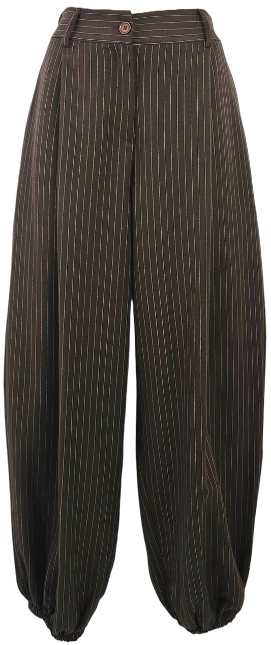 Pantaloni marroni gessati ballon