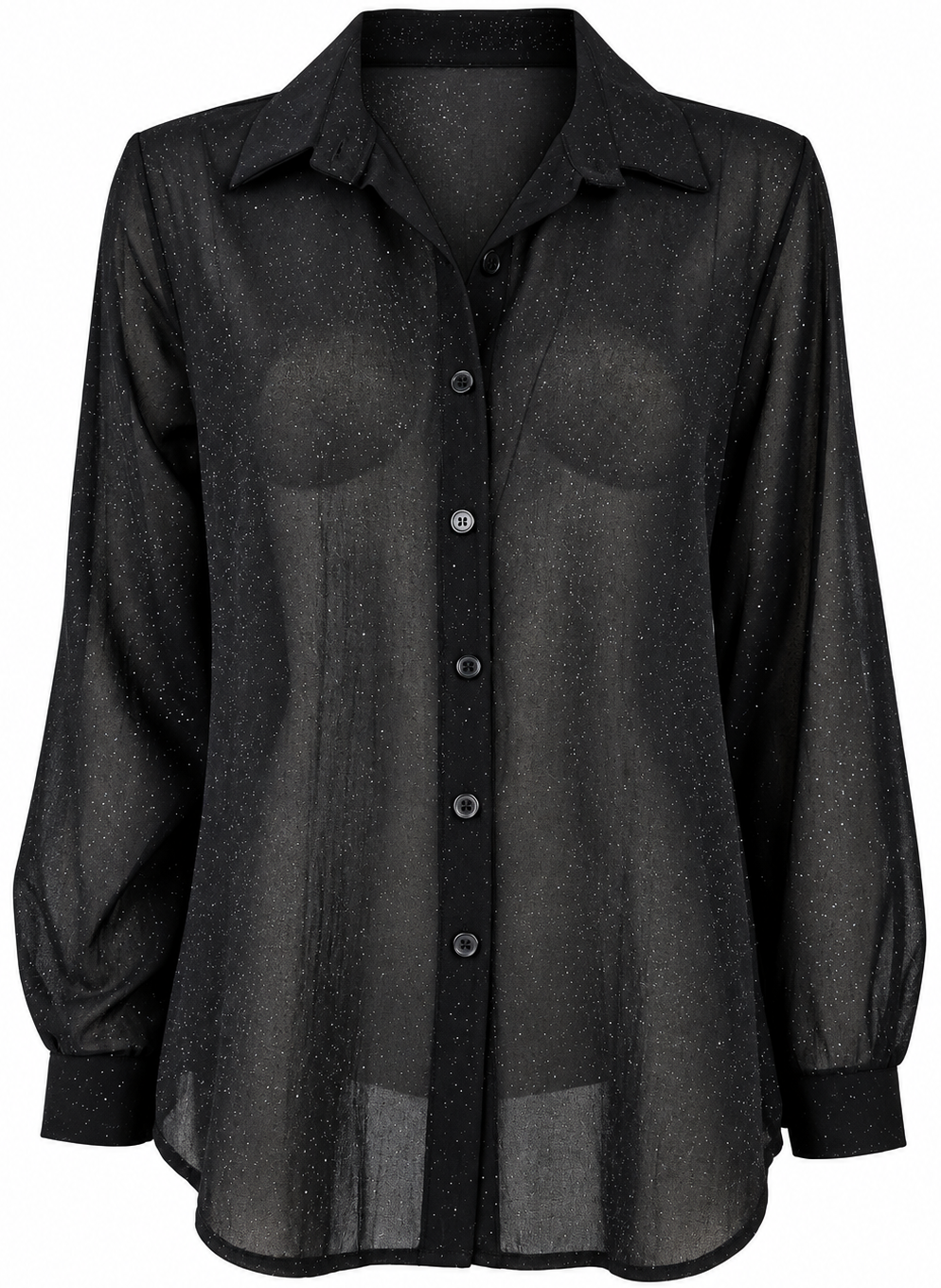 Camicia Nera Semitrasparente Lurex