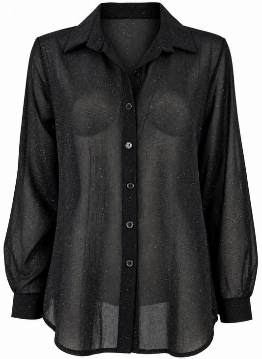 Camicia Nera Semitrasparente Lurex