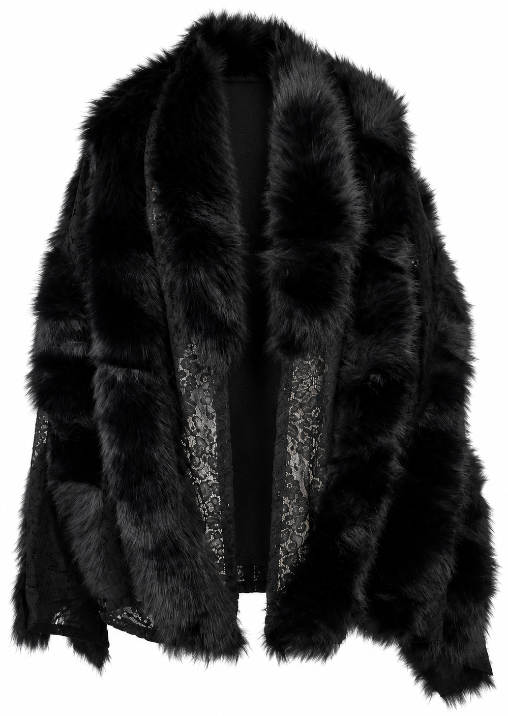 Poncho nero con pizzo