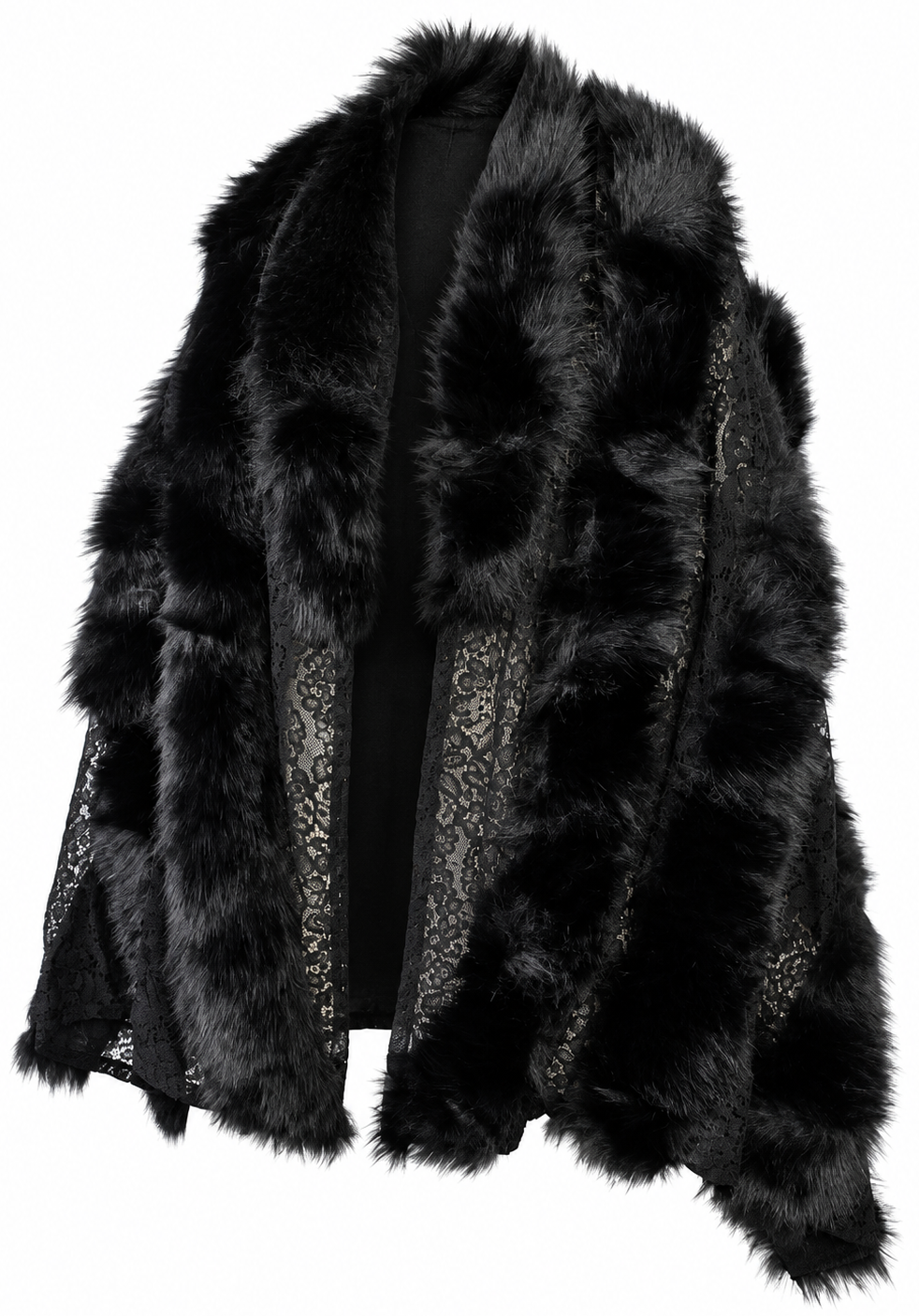 Poncho nero con pizzo