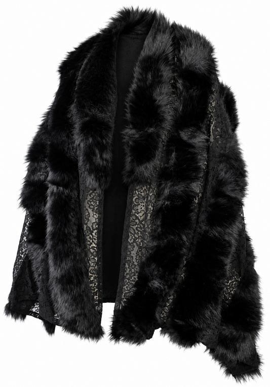 Poncho nero con pizzo