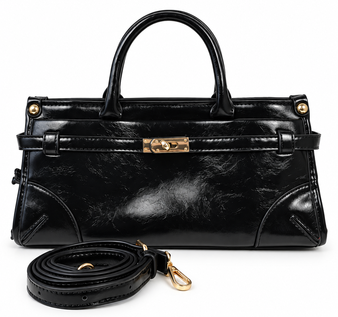 Borsa nera con dettagli oro
