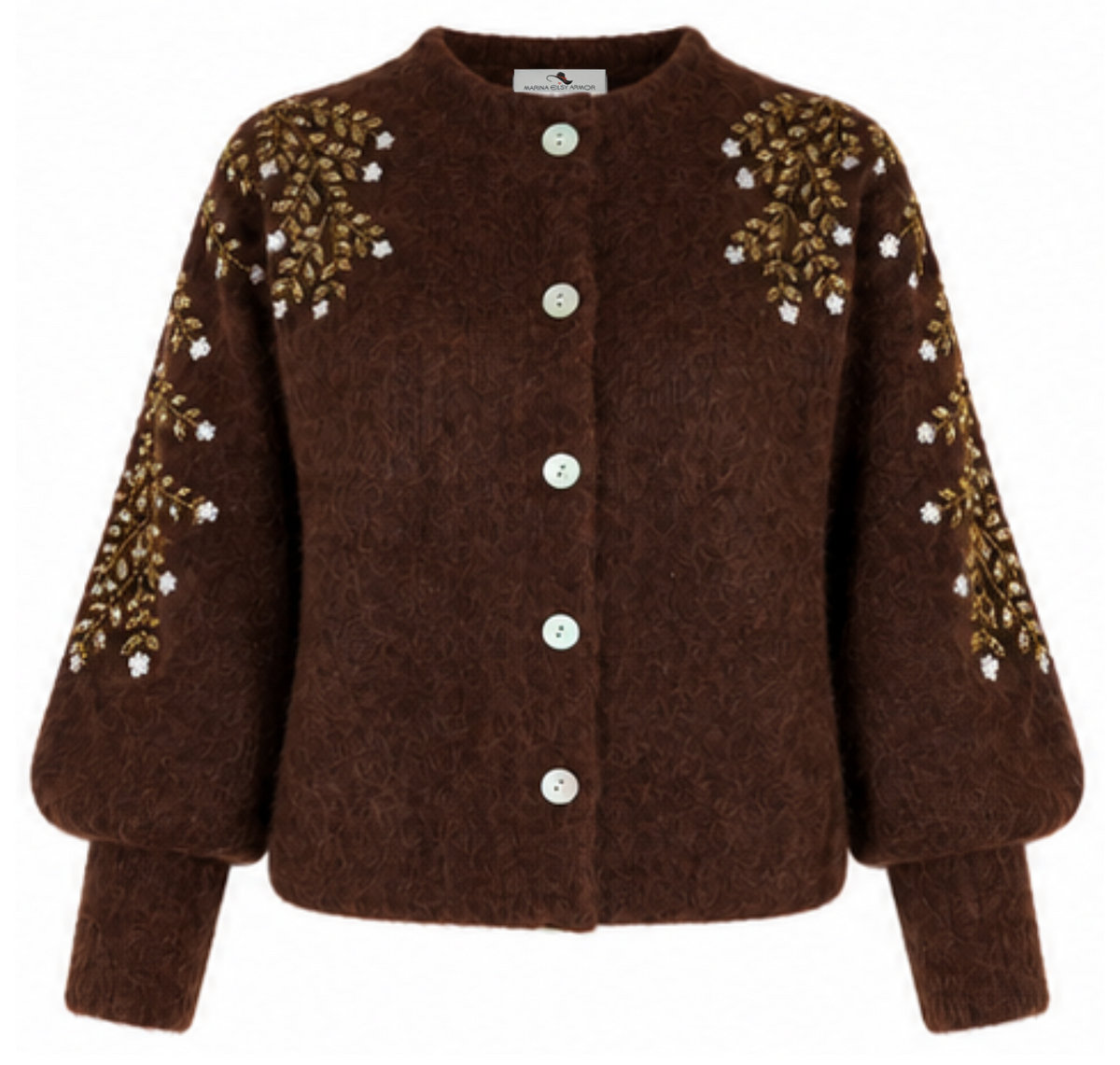 Cardigan marrone ricamato