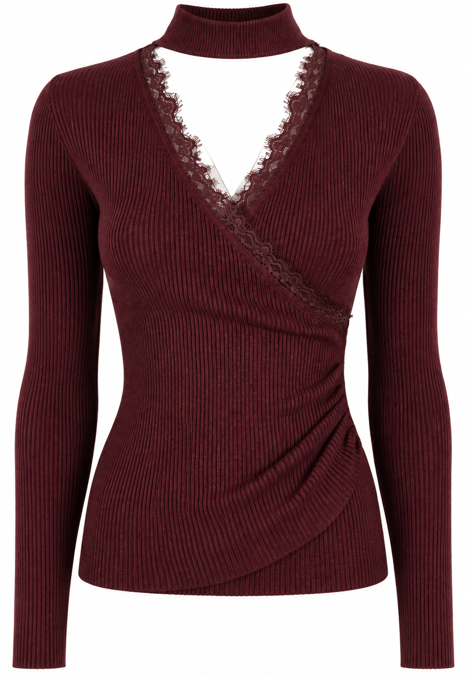 Maglia bordeaux a coste