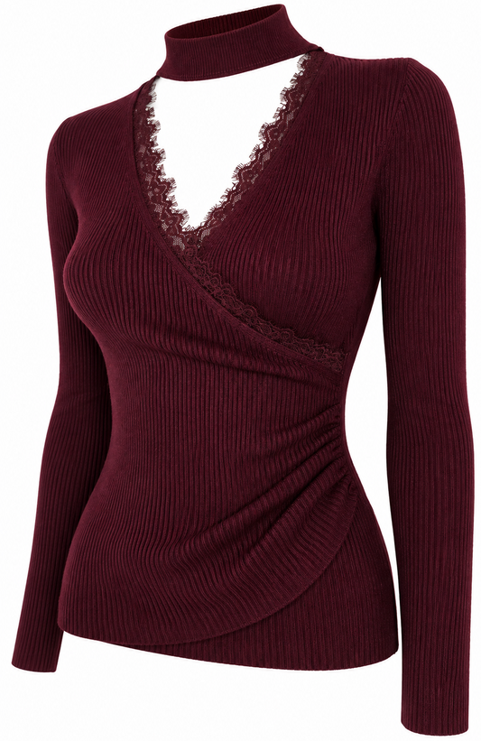 Maglia bordeaux a coste
