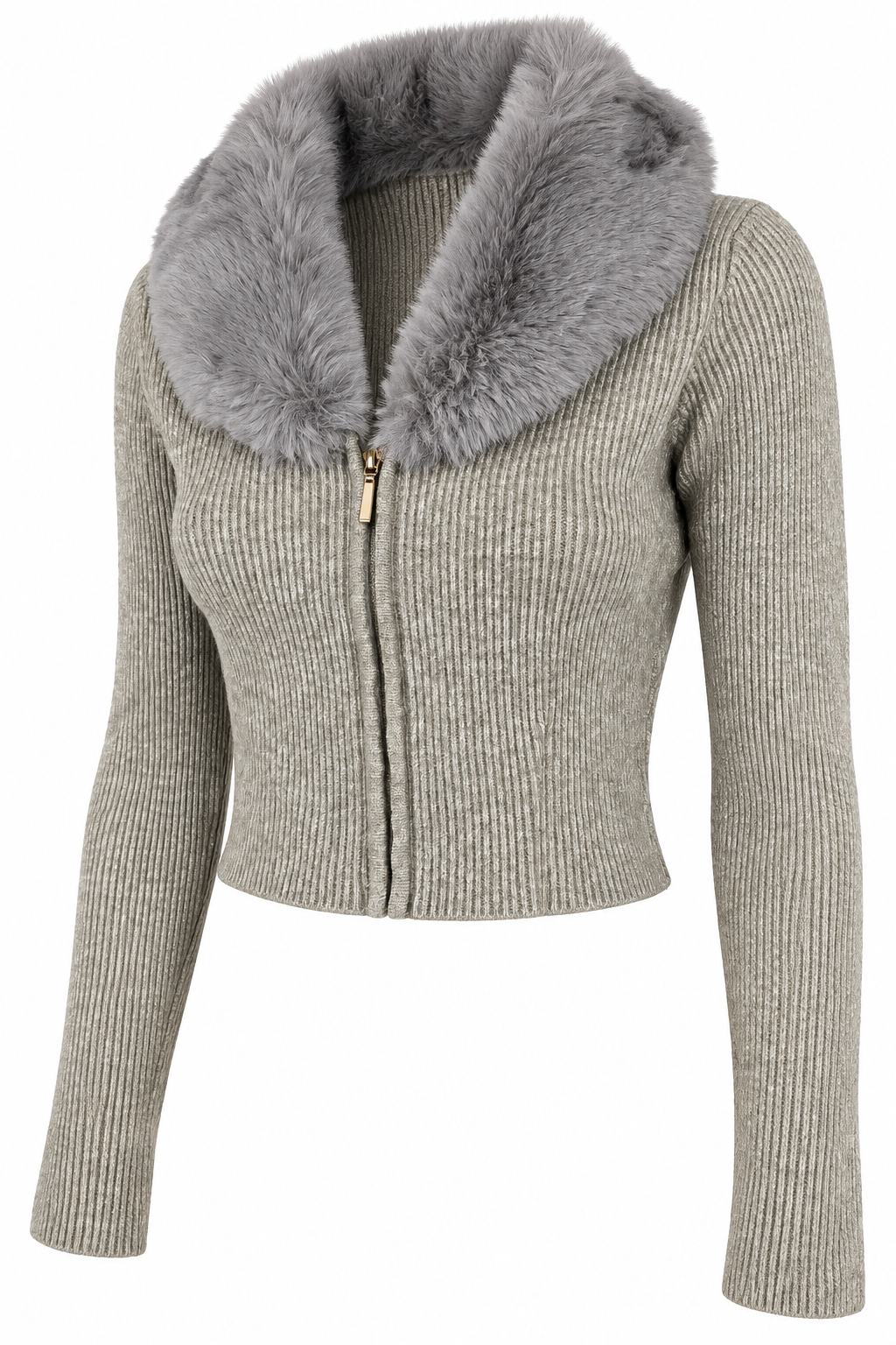 Maglia a costine con pelliccia