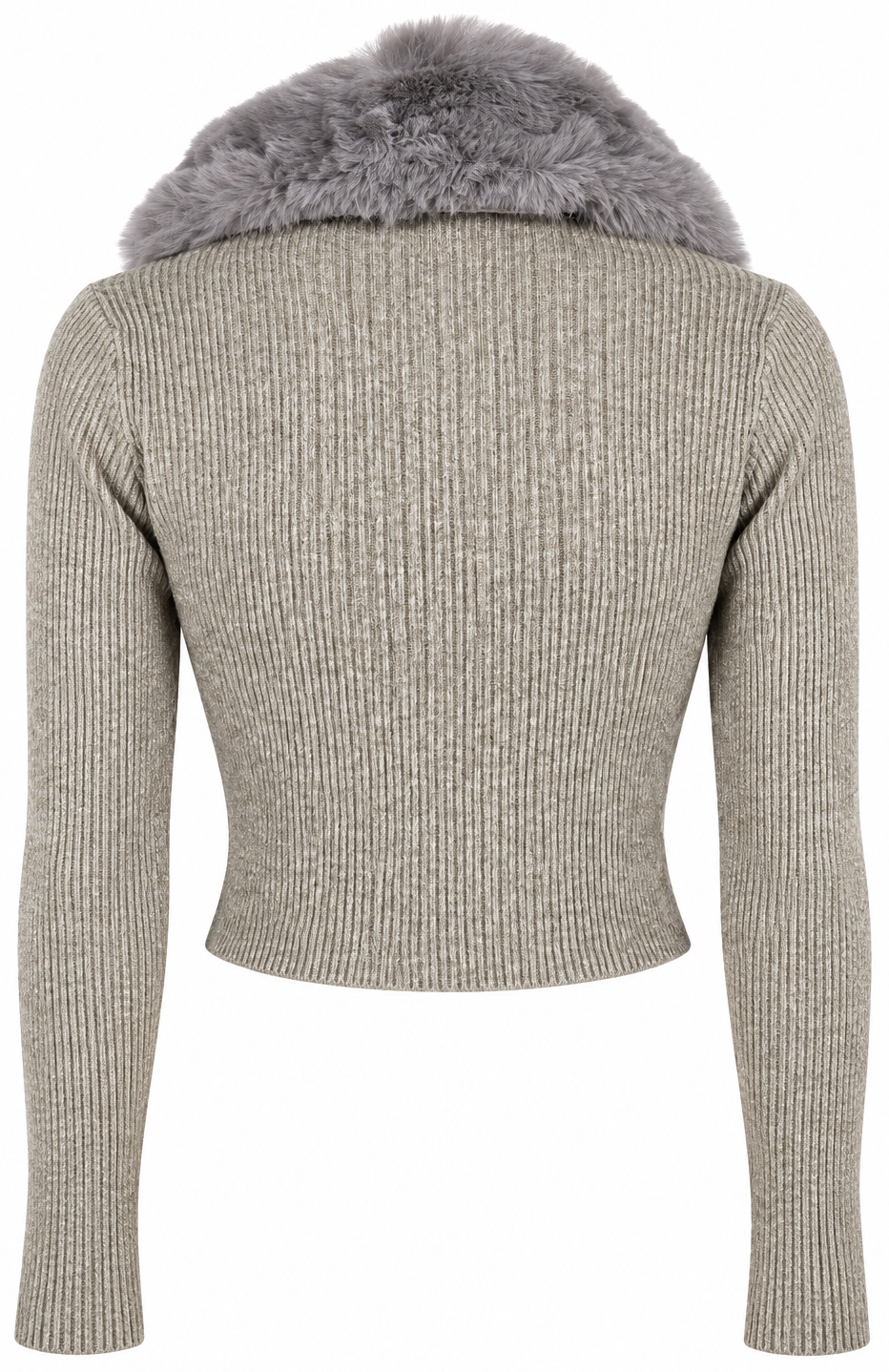Maglia a costine con pelliccia